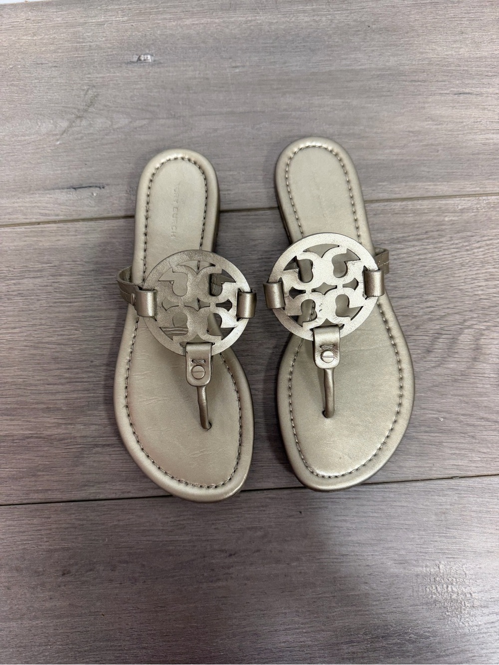 Used Tory Burch Women's Miller Thong Sandals, Spark Gold, 7